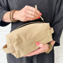 MITUL Beige Wash Bag: Desert Beige Cotton Canvas Toiletry Bag