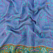 MOHINI Recycled Sari Hair Neck Scarf Square 55cm Blues
