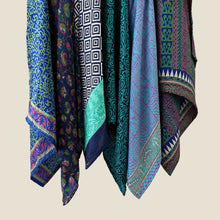 MOHINI Recycled Sari Hair Neck Scarf Square 55cm Blues