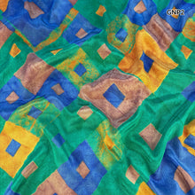 MOHINI Recycled Sari Hair Neck Scarf Square 55cm Greens