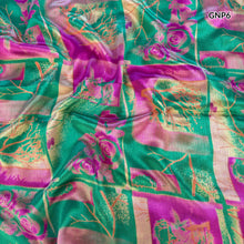 MOHINI Recycled Sari Hair Neck Scarf Square 55cm Greens