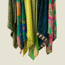 MOHINI Recycled Sari Hair Neck Scarf Square 55cm Greens
