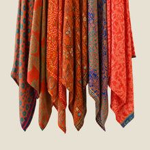 MOHINI Recycled Sari Hair Neck Scarf Square 55cm Oranges