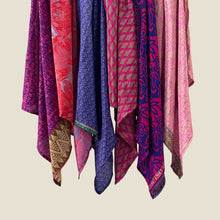 MOHINI Recycled Sari Hair Neck Scarf Square 55cm Pinks & Purples