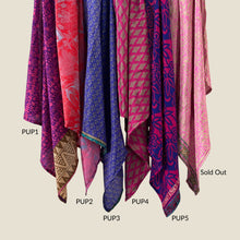MOHINI Recycled Sari Hair Neck Scarf Square 55cm Pinks & Purples