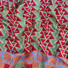MOHINI Recycled Sari Hair Neck Scarf Square 55cm Reds