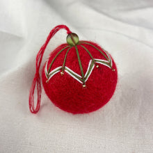 NAINA Embroidered Eco Beaded Felt Bauble Art Deco Set 3 Christmas