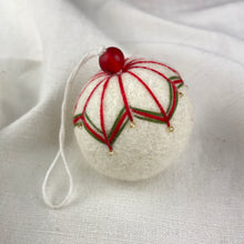 NAINA Embroidered Eco Beaded Felt Bauble Art Deco Set 3 Christmas