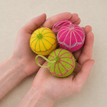 NAINA Embroidered Eco Beaded Felt Bauble Art Deco Set 3 Gelato