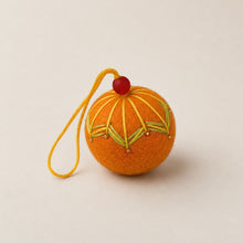 NAINA Embroidered Eco Beaded Felt Bauble Art Deco Orange Mango
