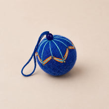 NAINA Embroidered Eco Beaded Felt Bauble Art Deco Moroccan Blue