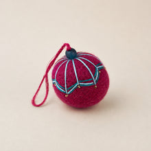 NAINA Embroidered Eco Beaded Felt Bauble Art Deco Raspberry Pink
