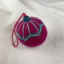 NAINA Embroidered Eco Beaded Felt Bauble Art Deco Set 3 Rich