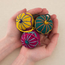 NAINA Embroidered Eco Beaded Felt Bauble Art Deco Set 3 Rich