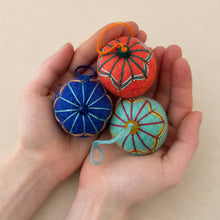 NAINA Embroidered Eco Beaded Felt Bauble Art Deco Set 3 Vivid