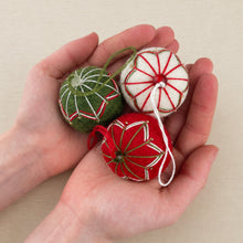 NAINA Embroidered Eco Beaded Felt Bauble Art Deco Set 3 Christmas