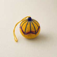 NAINA Embroidered Eco Beaded Felt Bauble Art Deco Mustard Yellow
