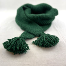 NARBU Handknit Chunky Triangle Tassel Shawl Scarf Forest Green