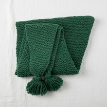 NARBU Handknit Chunky Triangle Tassel Shawl Scarf Forest Green