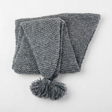 NARBU Handknit Chunky Triangle Tassel Shawl Scarf Light Grey