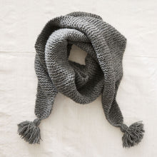 NARBU Handknit Chunky Triangle Tassel Shawl Scarf Light Grey