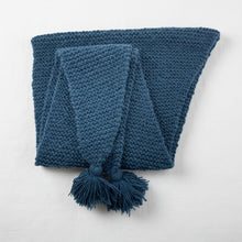 NARBU Handknit Chunky Triangle Tassel Shawl Scarf Ocean Blue