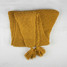 NARBU Handknit Chunky Triangle Tassel Shawl Scarf Mustard Yellow