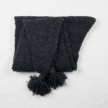 NARBU Handknit Chunky Triangle Tassel Shawl Scarf Dark Grey