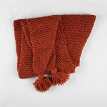NARBU Handknit Chunky Triangle Tassel Shawl Scarf Rust Orange
