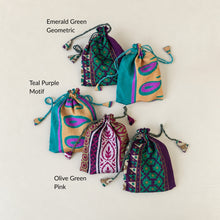 NIRMALA Recycled Sari Fabric Refillable Lavender Bag Greens