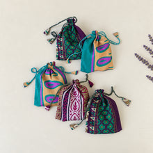 NIRMALA Recycled Sari Fabric Refillable Lavender Bag Greens