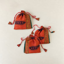 NIRMALA Recycled Sari Fabric Refillable Lavender Bag Oranges