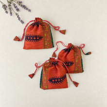 NIRMALA Recycled Sari Fabric Refillable Lavender Bag Oranges