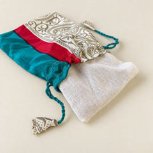 NIRMALA Recycled Sari Fabric Refillable Lavender Bag Greens