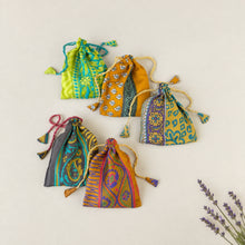 NIRMALA Recycled Sari Fabric Refillable Lavender Bag Yellows