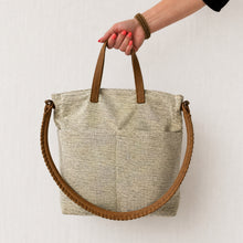 OMA Woven Cotton Leather Double Handle Handbag Monochrome