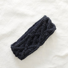 PESHA Cable Knit Wool Lined Earwarmer Headband Dark Grey