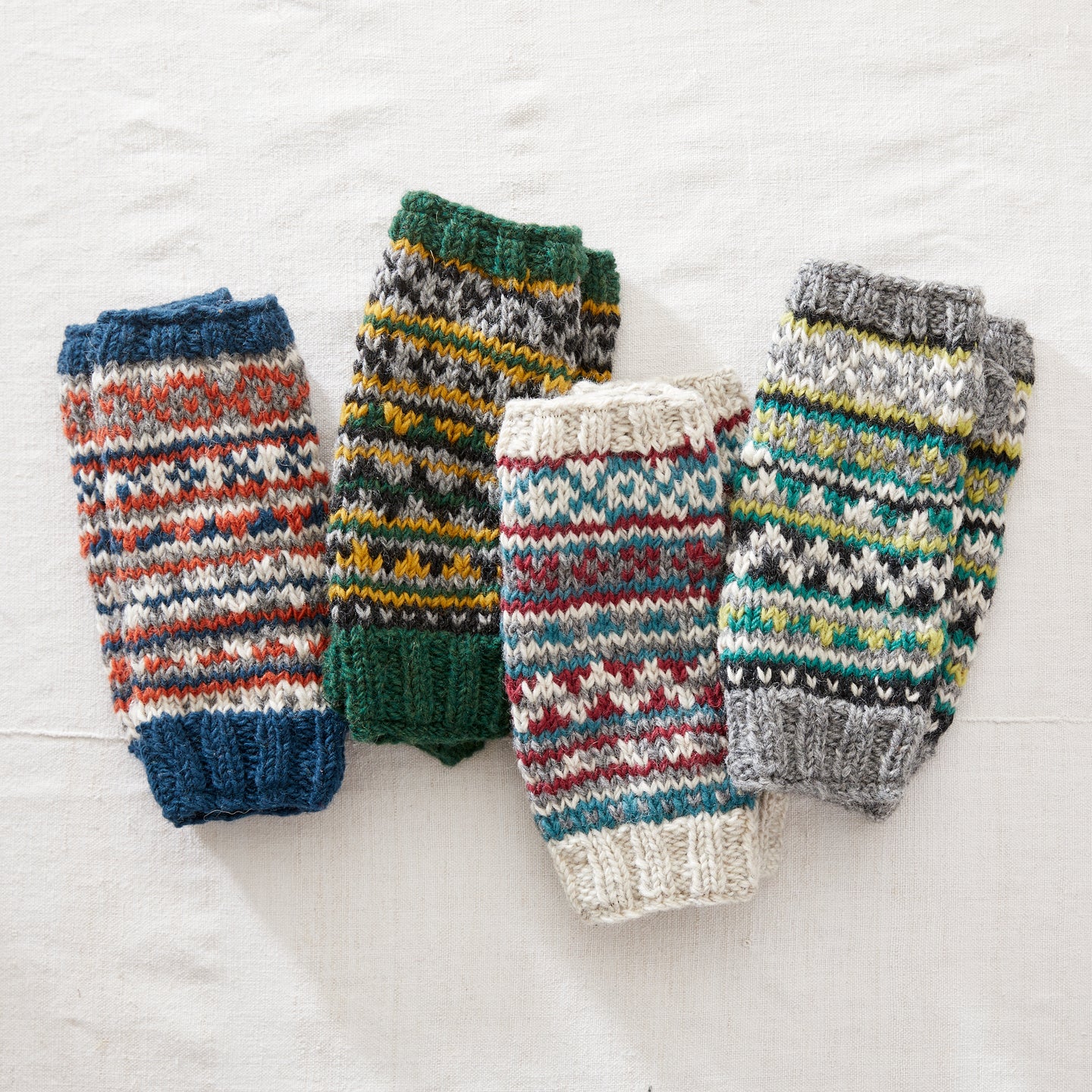 RAJA Fair Isle Knit Wool Lined Wristwarmer Gloves