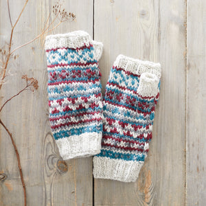 RAJA Fair Isle Knit Wool Lined Wristwarmer Gloves