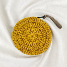 RICA Crochet Wool Circular Spiral Coin Purse Mustard Yellow