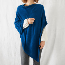 RISI Luxury Soft Fine Knit Merino Cowl Poncho Moody Blue