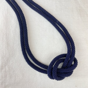 SAKHI Handmade Glass Bead Knot Tube Necklace 55cm