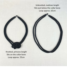 SAKHI Handmade Glass Bead Knot Tube Necklace 55cm Black