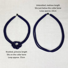 SAKHI Handmade Glass Bead Knot Tube Necklace 55cm Midnight Blue