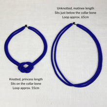 SAKHI Handmade Glass Bead Knot Tube Necklace 55cm Moroccan Blue
