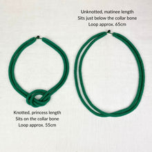 SAKHI Handmade Glass Bead Knot Tube Necklace 55cm Sea Glass Green
