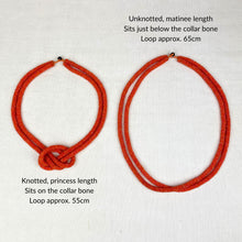SAKHI Handmade Glass Bead Knot Tube Necklace 55cm Sunrise Orange