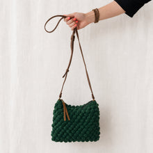 SUMAN Crochet Boho Bobble Cross Body Handbag Forest Green