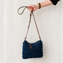 SUMAN Crochet Boho Bobble Cross Body Handbag Ocean Blue