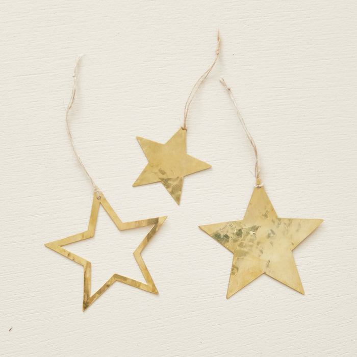 TARRA Brass Star Hanging Christmas Decor 3pc Set